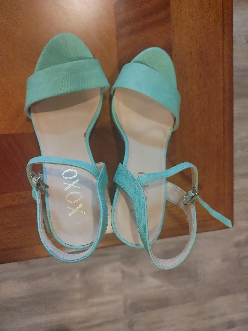 XOXO Teal Open-Toe Ankle-Strap Sandals